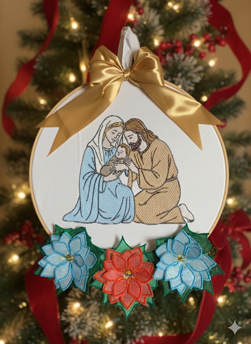 Lanternine natalizie ricamate con personaggi e decorazioni festive